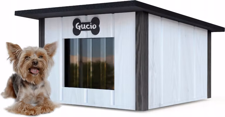Cuccia per cani da esterno 57cm casa per cani grotta per cani casa invernale resistente alle intemperie; bianco, nero