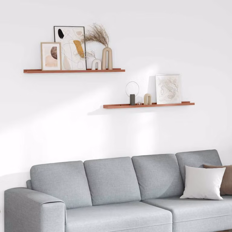 Set di 2 scaffali da parete moderni vidaXL in MDF rosso L: 100 cm, P: 9 cm, H: 3 cm