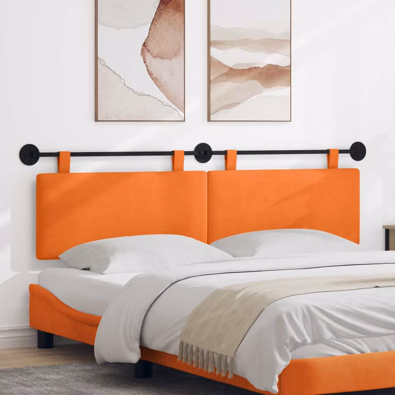 Testiera sospesa moderna vidaXL in tessuto cord in arancione, L: 170 cm, H: 55 cm, P: 7,67 cm