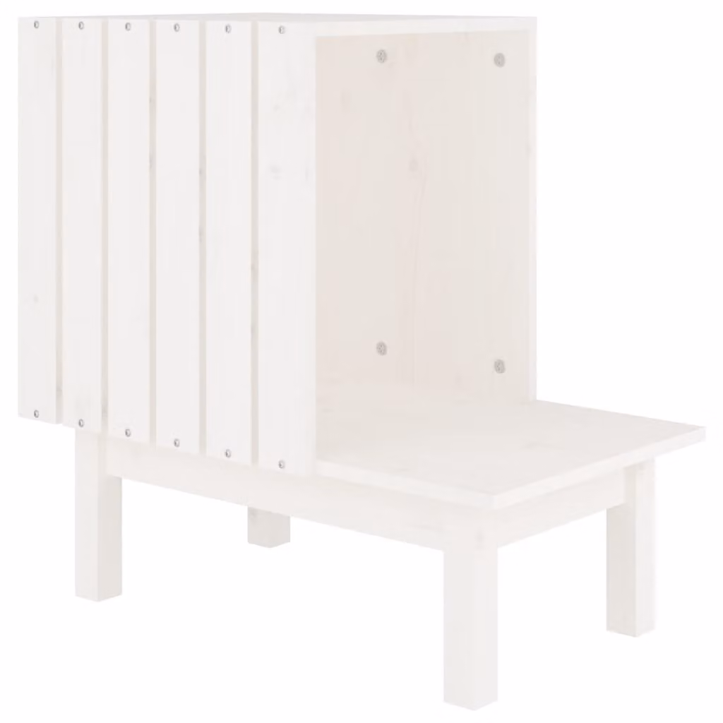 Casetta per Gatti Bianca 60x36x60 cm in Legno Massello di Pino