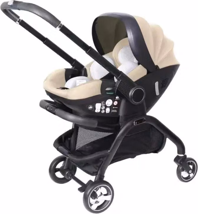 Carrozzina per bambini, design compatto, navicella leggera per bambini, colore caffè