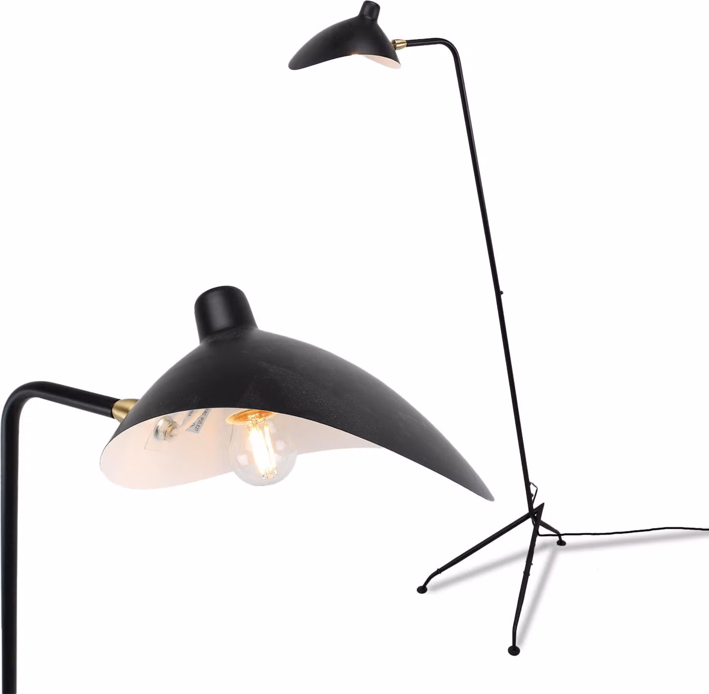 Lampada da terra nera dal design moderno e minimalista in alluminio nero, paralume regolabile, E27.