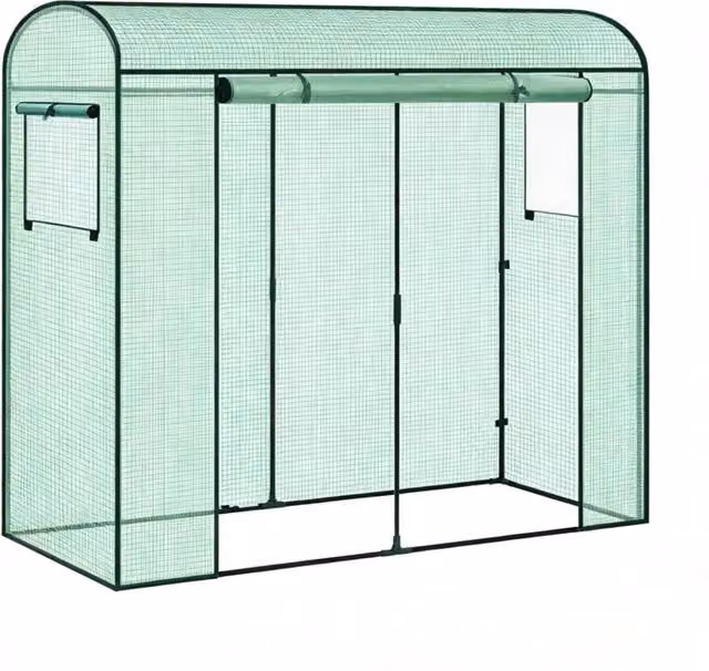 Serra da giardino 200x68x170 cm in acciaio verde, per erbe e ortaggi, montaggio semplice
