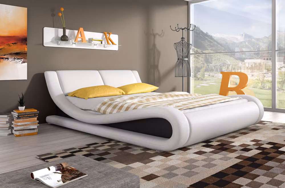 Polsterbett Betten Bett Polster Kunstleder Designer Hotel Doppel Luxus Design
