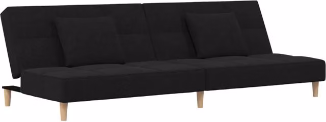 Divano letto | Sof¨¤ letto | Letto singolo a 2 Posti con 2 Cuscini Nero in Tessuto