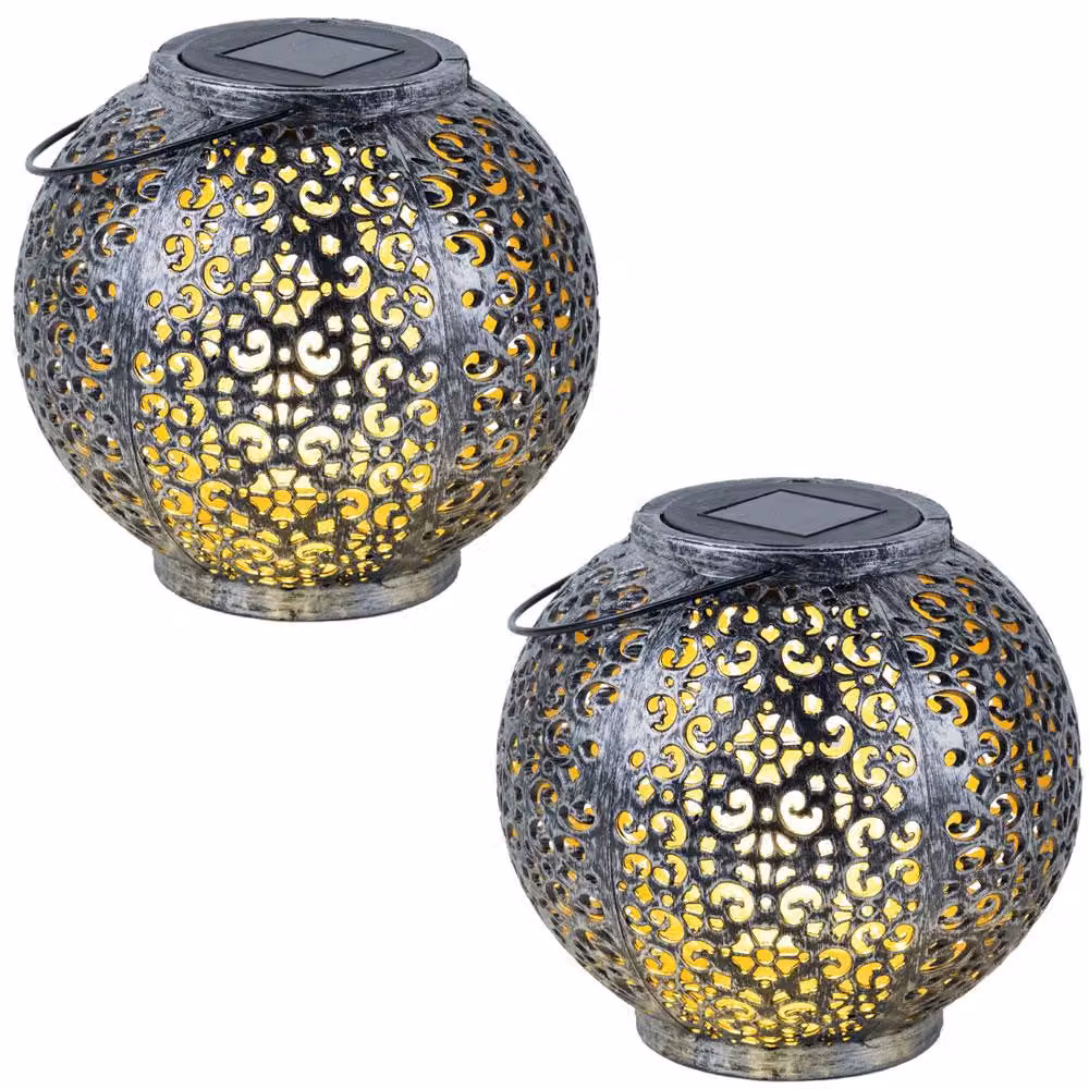 2 lampade solari a LED, in plastica, lampade a sospensione, H 17 cm