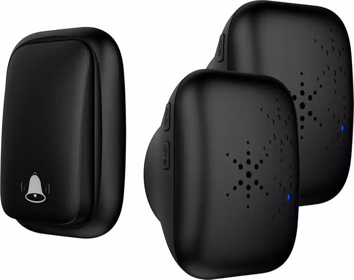 ZELURXX Campanello wireless senza batterie, impermeabile, portata 180 m, 38 melodie, ricevitore con presa di corrente, un trasmettitore, due ricevitori