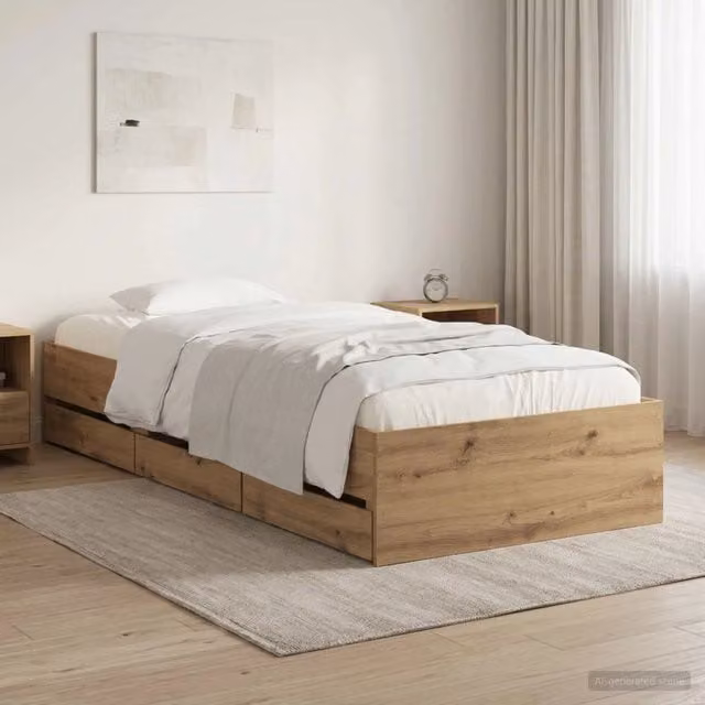 Letto moderno con contenitore vidaXL in legno marrone L: 90 cm, P: 200 cm, H: 33-140 cm
