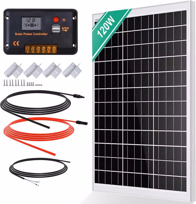 Pannelli solari con presa – Caricabatterie solare – Pannello solare – 120W – Include pannello solare da 12V