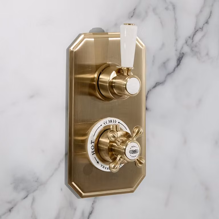 Miscelatore Termostatico Doppio da Incasso Tradizionale - Oro satinato