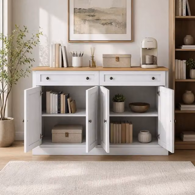 Sideboard con 4 ante e 2 cassetti; 150 x 40 x 86 cm; naturale
