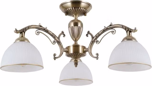 Plafoniera Italux Feneza in metallo oro e bianco, design moderno con 3 lampadine E27, diametro 60 cm