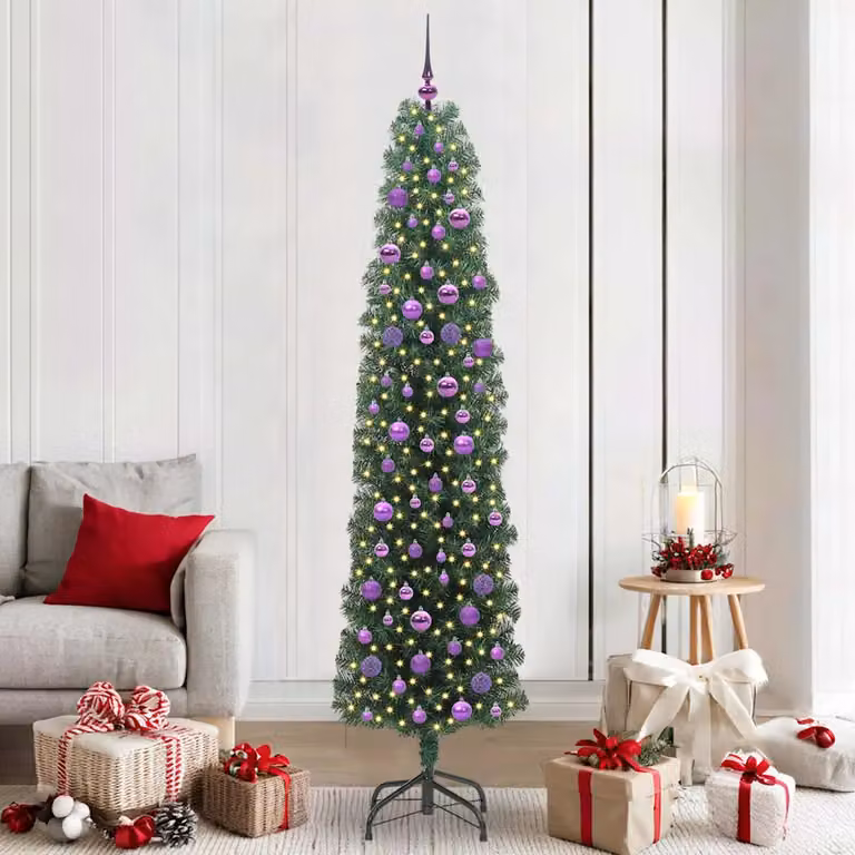 Albero di Natale artificiale moderno vidaXL verde con 300 LED luce bianca calda, Altezza: 210 cm