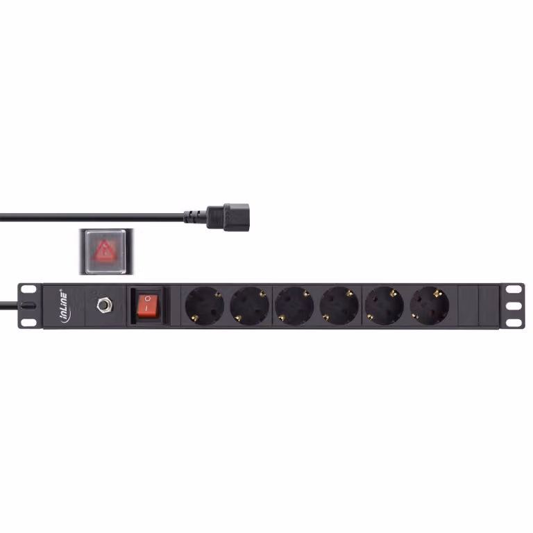 InLine - Presa multipla (montabile su rack) - 2500 Watt - ingresso, ingresso IEC 60320 C14 - connessioni di uscita: 6 (6