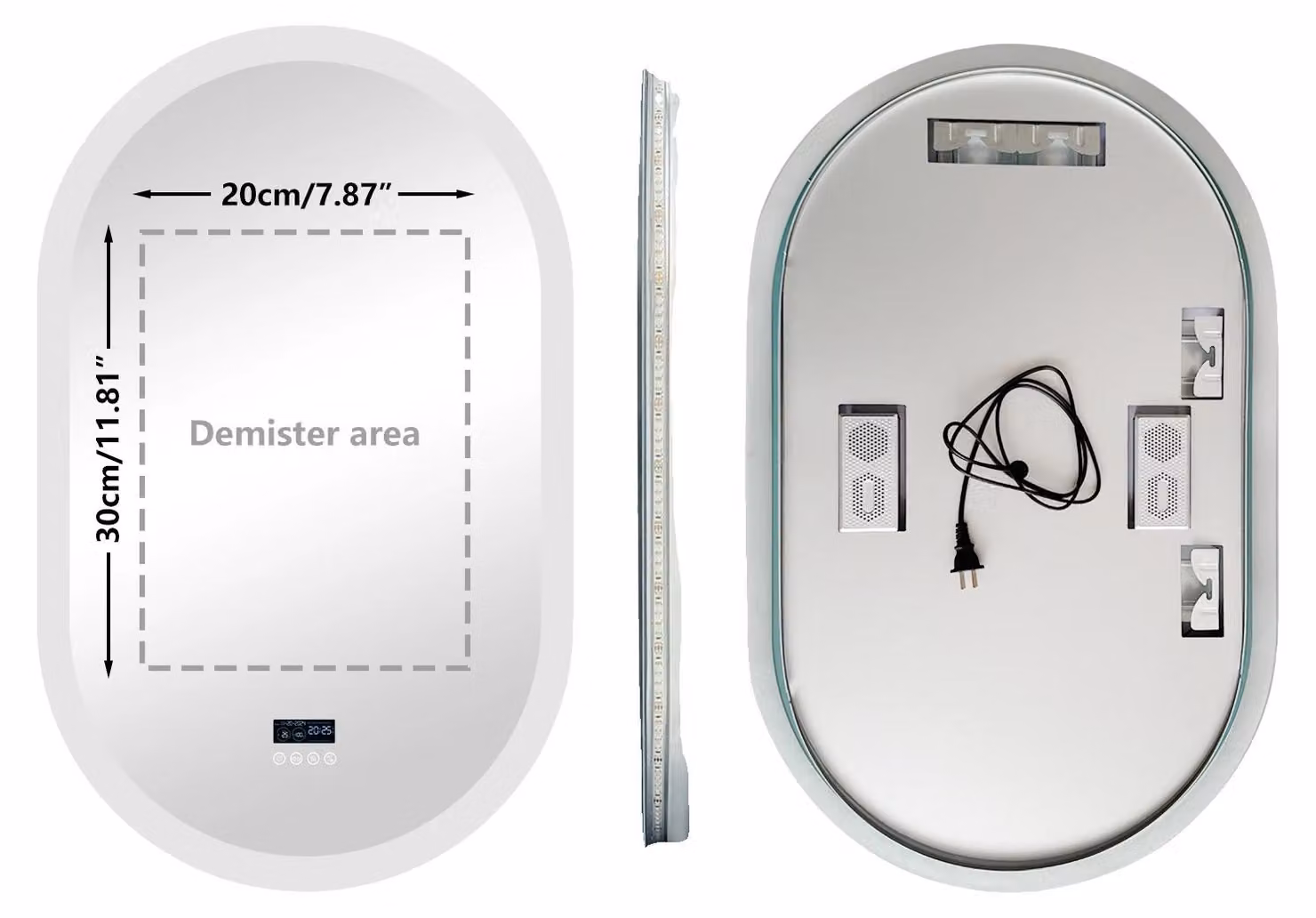 Specchio da trucco, altoparlante Bluetooth, funzioni avanzate per il trucco, dimensioni 50x80 cm