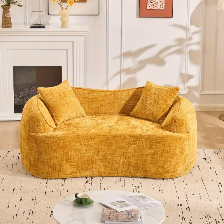 Divano a due posti - Divano - Divano angolare - Divano a due sedute - Colore giallo senape - Design compatto e salvaspazio