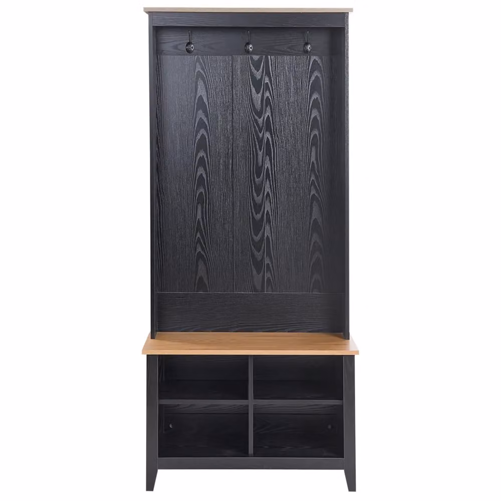 Scarpiera con appendiabiti BELIANI in MDF nero e marrone chiaro con 4 ripiani e appendiabiti, L: 76 cm, P: 39 cm, H: 170 cm – 2