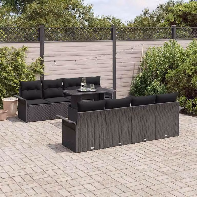 Maison Exclusive - Set da giardino composto da 9 pezzi, colore nero [Materiale sintetico]: rattan sintetico