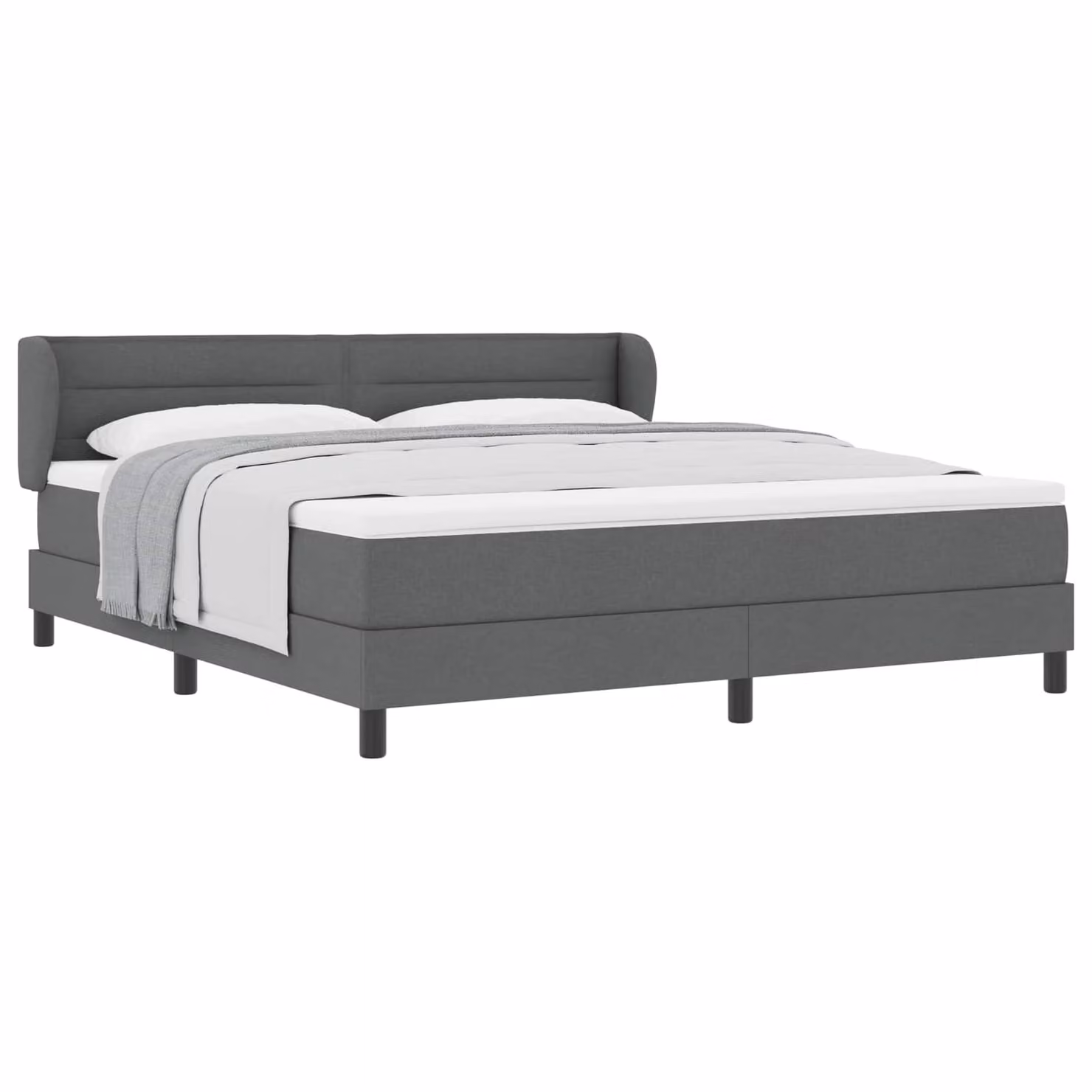 Letto a molle con testiera vidaXL in tessuto grigio, L/P: 180 x 200 cm