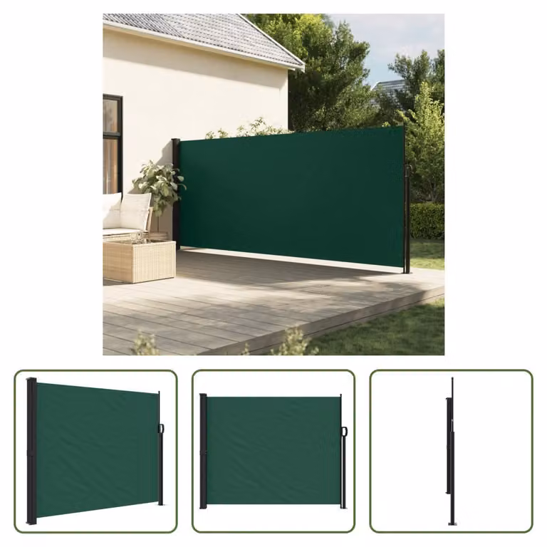 The Living Store Tenda laterale estensibile Verde scuro 160x500 cm