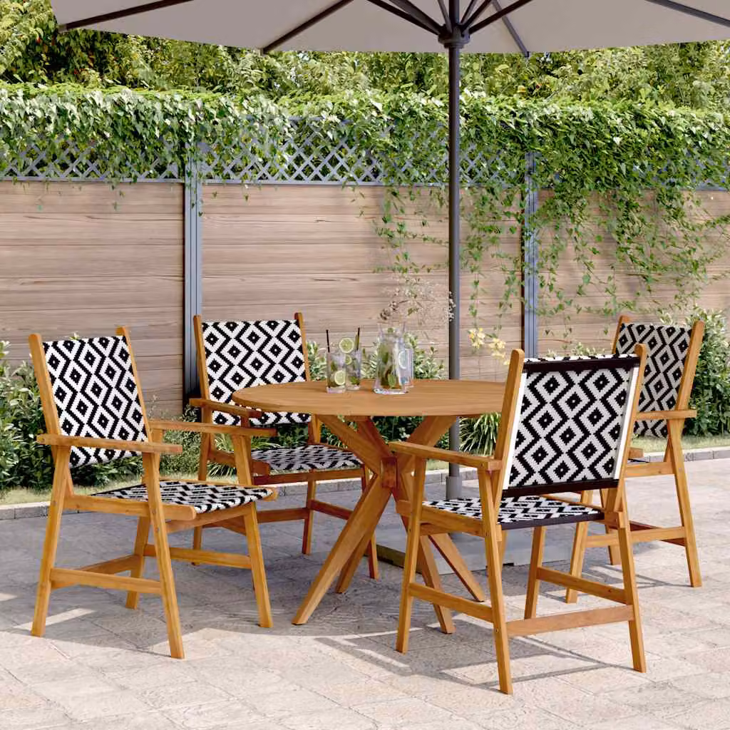 vidaXL Set da Pranzo per Giardino 5 pz in Legno di Acacia Marrone con Tavolo Rotondo