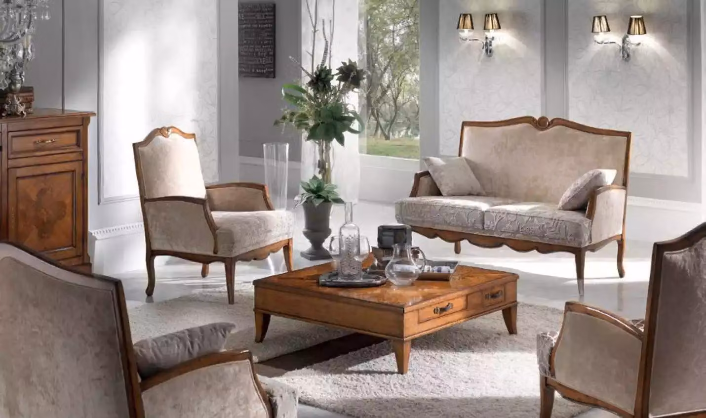 Wohnzimmer Set Sessel Couchtisch Sofa 2 Sitzer Polster Sitzer Luxus Beige
