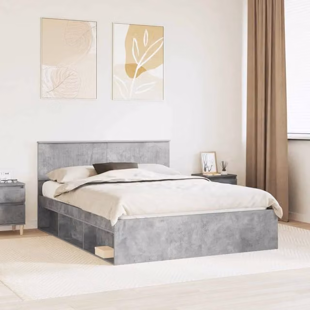 Struttura del letto Grigio Concretè 150 x 200 cm Pino massello 3410585