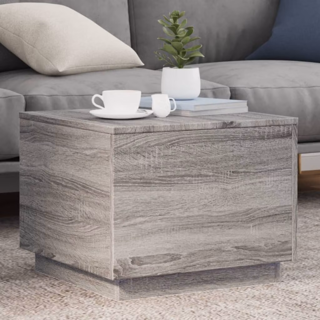 vidaXL Tavolino da Salotto con Luci LED Grigio Sonoma 50x50x40 cm