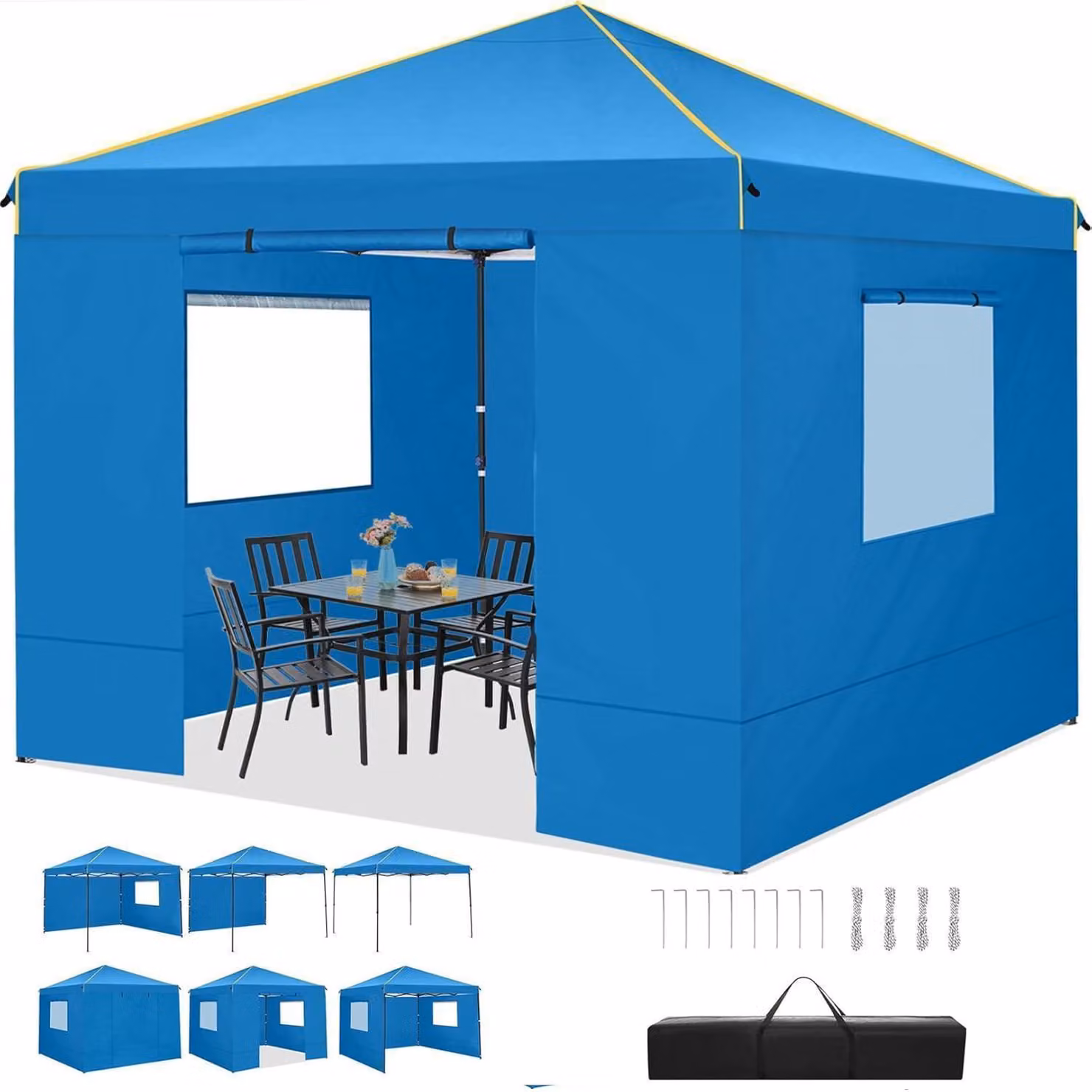 COBIZI Gazebo pieghevole 3x3m Impermeabile a prova d'inverno con 4 pareti laterali Gazebo pop up da giardino Anti-UV