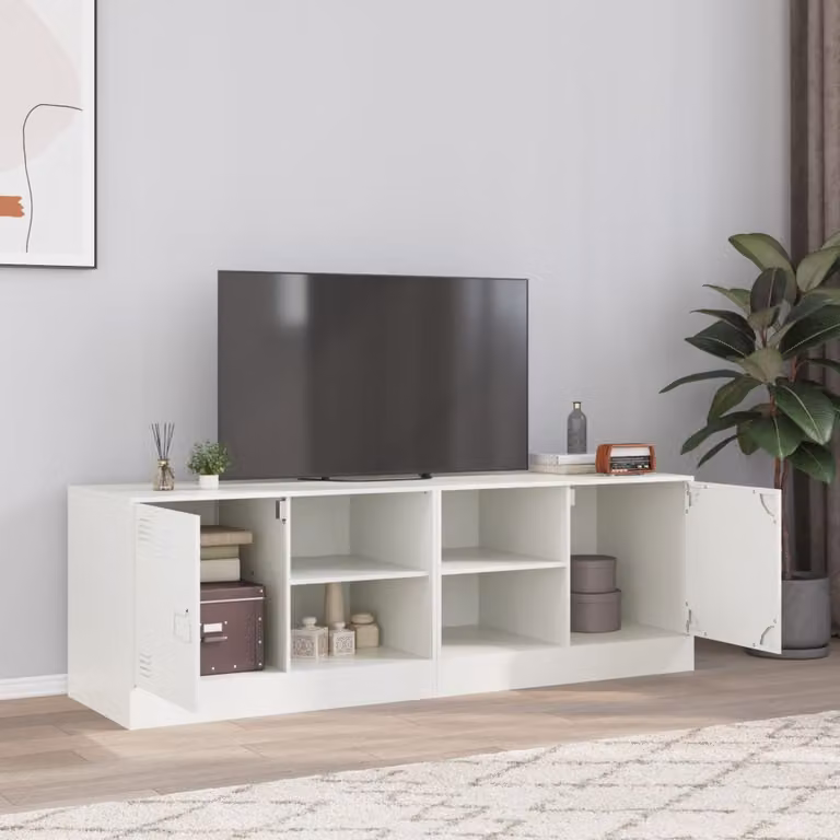 Set di 2 mobili TV moderni vidaXL in acciaio bianco L: 67 cm, P: 39 cm, H: 44 cm