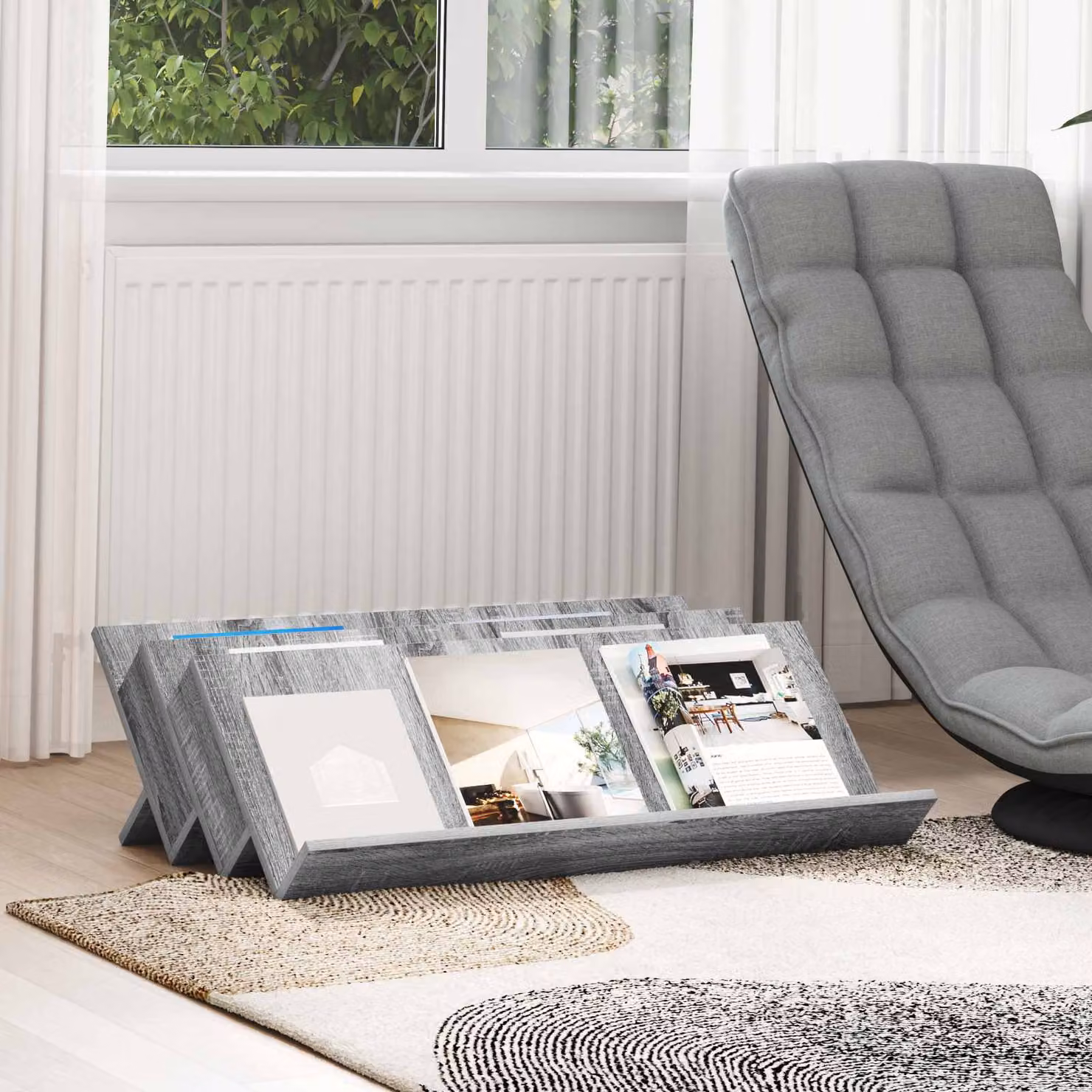 Scaffale per riviste vidaXL moderno Grigio Sonoma L: 90 cm, P: 53 cm, H: 28,5 cm