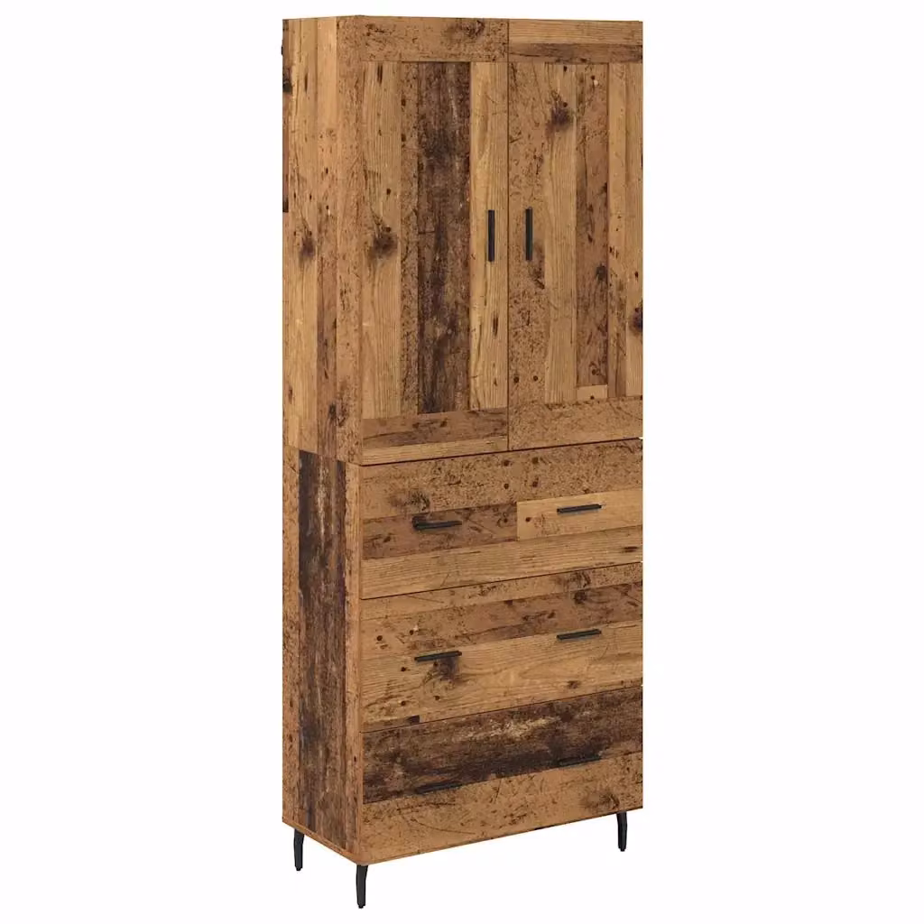 Set di 2 credenze moderne vidaXL in legno e metallo, colore marrone, L: 69,5 cm, P: 34 cm, H: 180 cm – 2