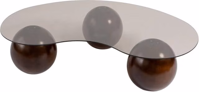 Tavolino in vetro "Sphere" - 120 x 70 x 30 cm - Marrone