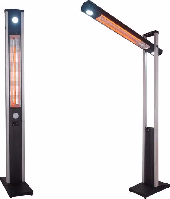 Stufa Elettrica ad infrarossi da Esterno 50x25x200 cm in Fibra di Carbonio con Luce Led Skyline Nero