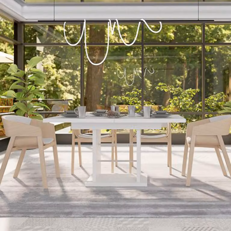 Lirega - Tavolo Allungabile, 150x90x77h cm Bianco, 8 Posti