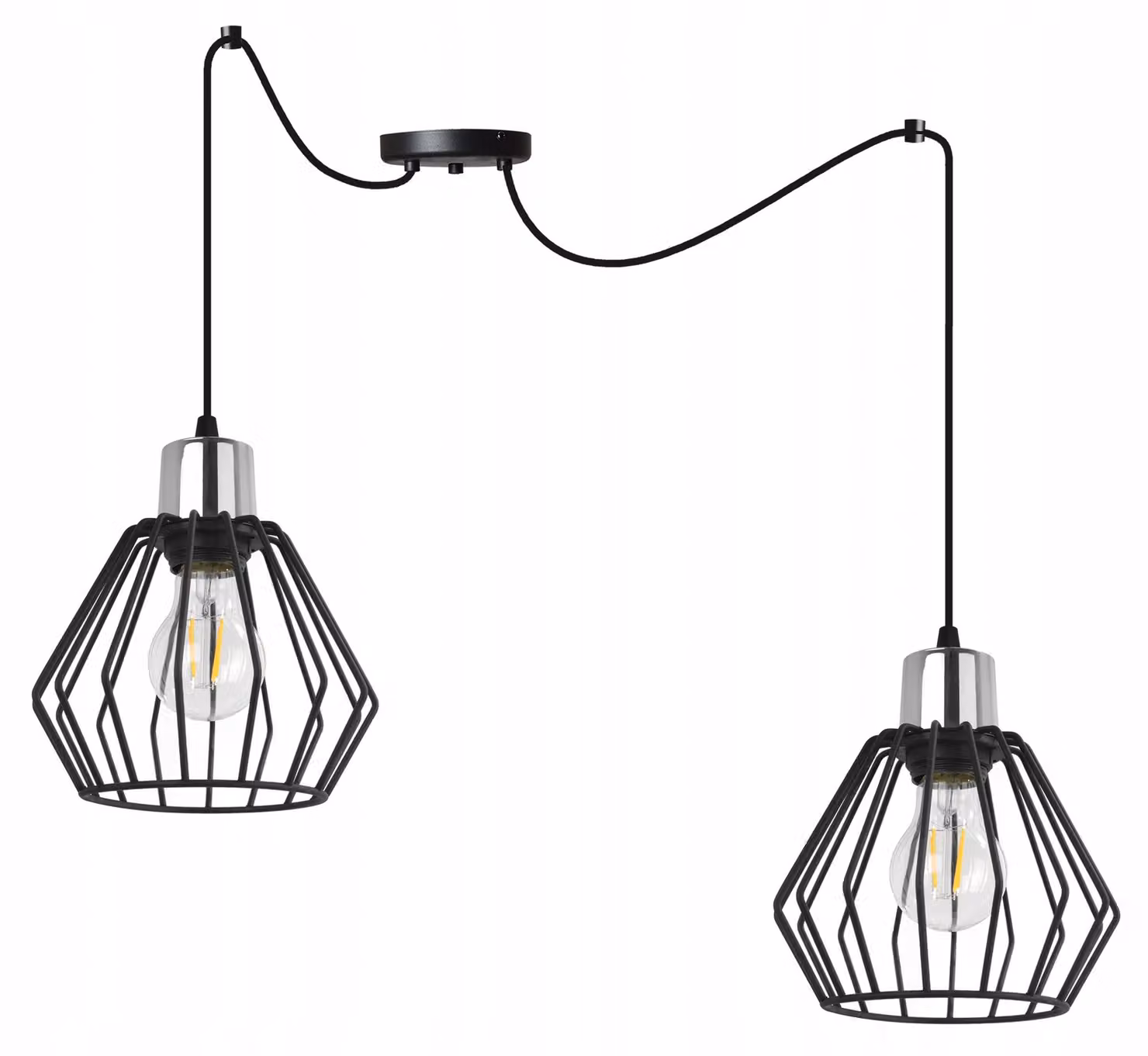 Lampada a sospensione, lampadario da soffitto, paralume in filo metallico, LED