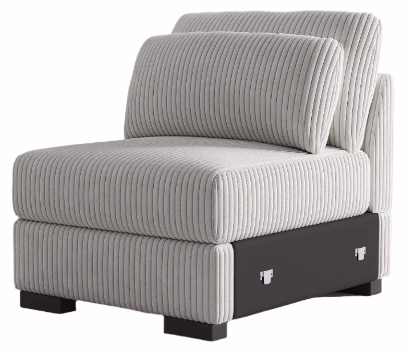 Divano modulare a una piazza - Poltrona relax - Pouf - Poltrona - Tessuto in velluto a coste - Gambe in legno - Poggiatesta regolabili