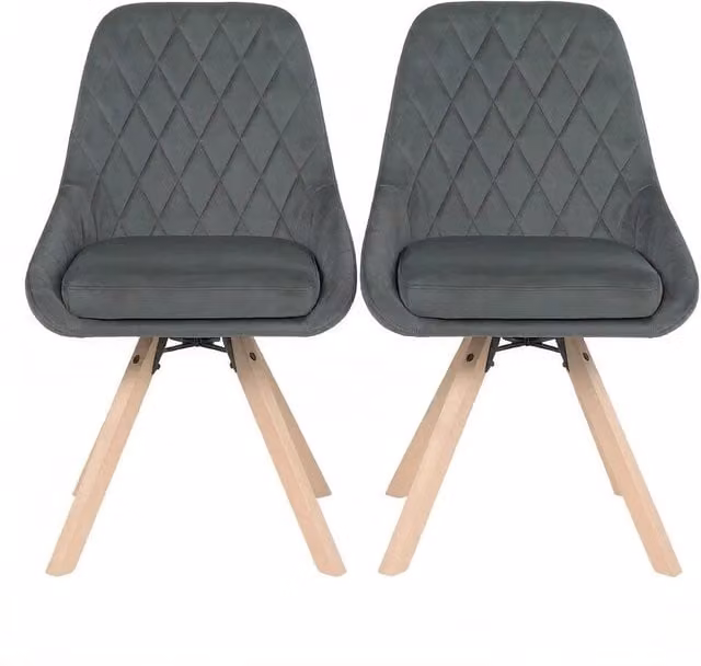 Sedia da pranzo girevole set da 2 52 x 41 x 84 cm velluto grigio scuro