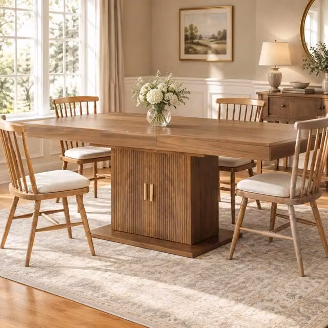 Tavolo da pranzo estensibile 140-180 cm con contenitore integrato, marrone