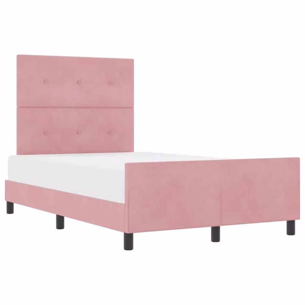 Letto a molle con testiera in velluto rosa vidaXL L/P/H: 120 x 200 x 126 cm – 2