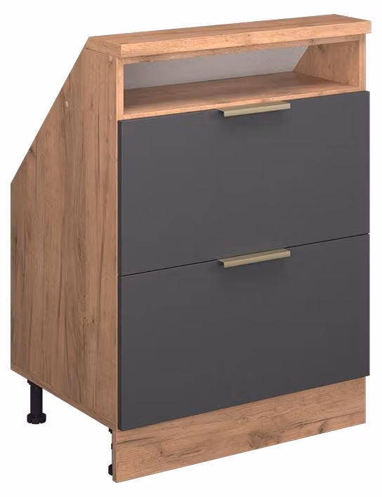 Mobile cucina sottotetto Vicco R-Line Antracite-oro 60 cm con 2 cassetti, Model 60625