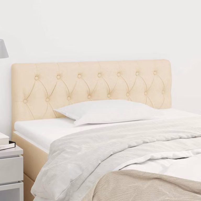 Testiera per letto vidaXL in tessuto beige con struttura in legno di larice L: 100 cm, P: 7 cm, H: 78-88 cm