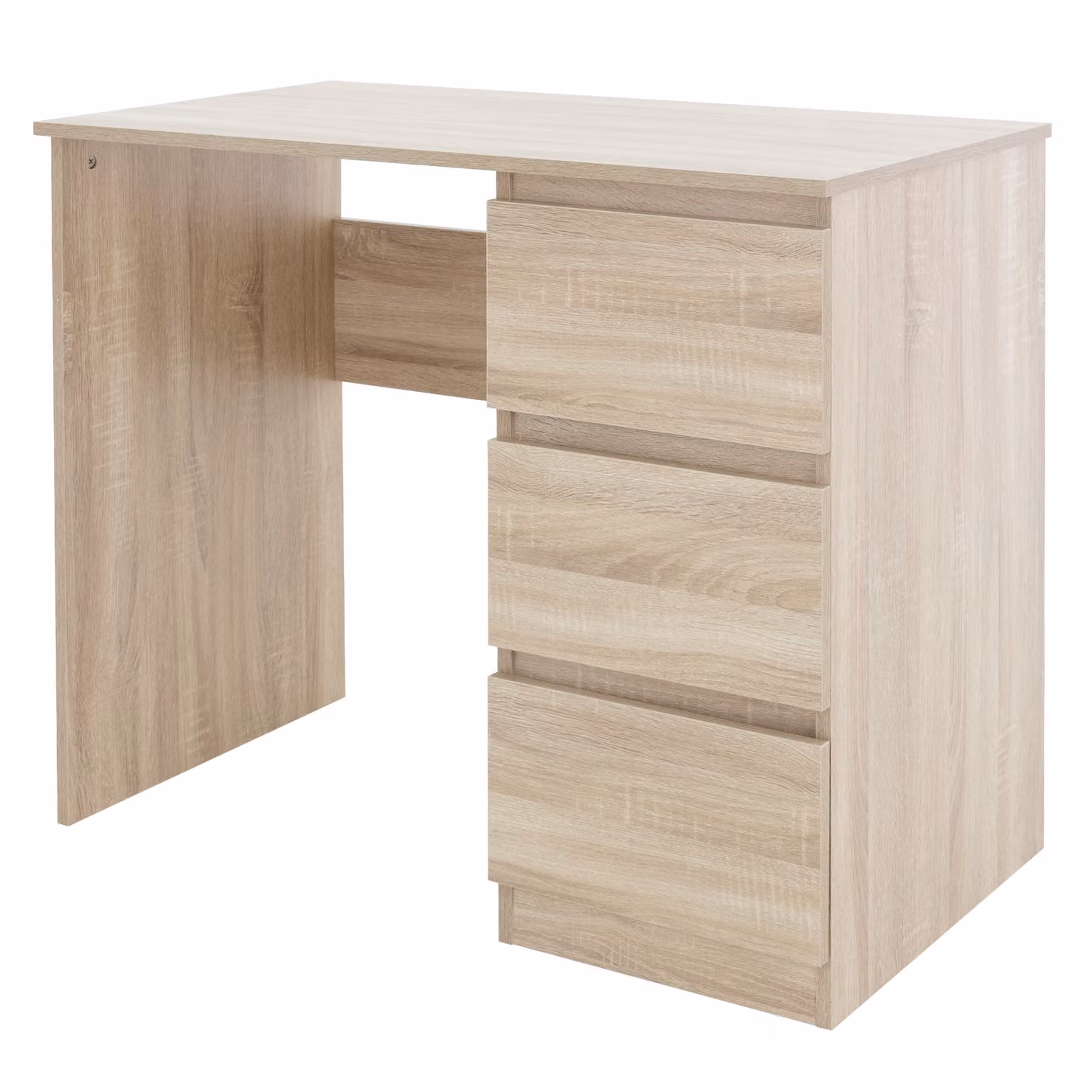 ML-Design scrivania con 3 cassetti, 90x76x50 cm, in rovere Sonoma, molto spazio, moderna, per casa/ufficio