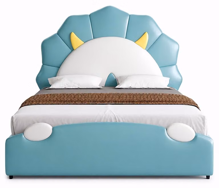 Letto per bambini color turchese, letto per adolescenti, grande letto in pelle, alta qualità