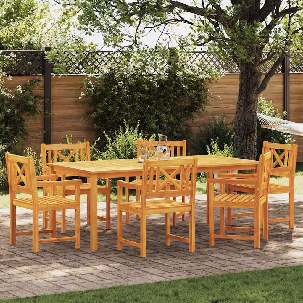 Maison Exclusive - Set da giardino per esterni, 7 pezzi, 6 posti, legno massello di acacia, colore marrone