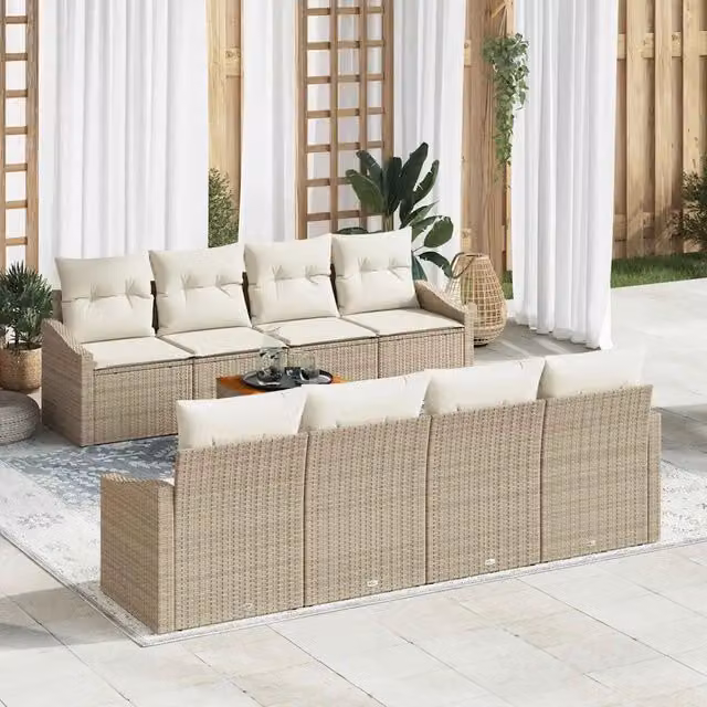 Set Divano da Giardino 9 pz Beige polyrattan 3347806