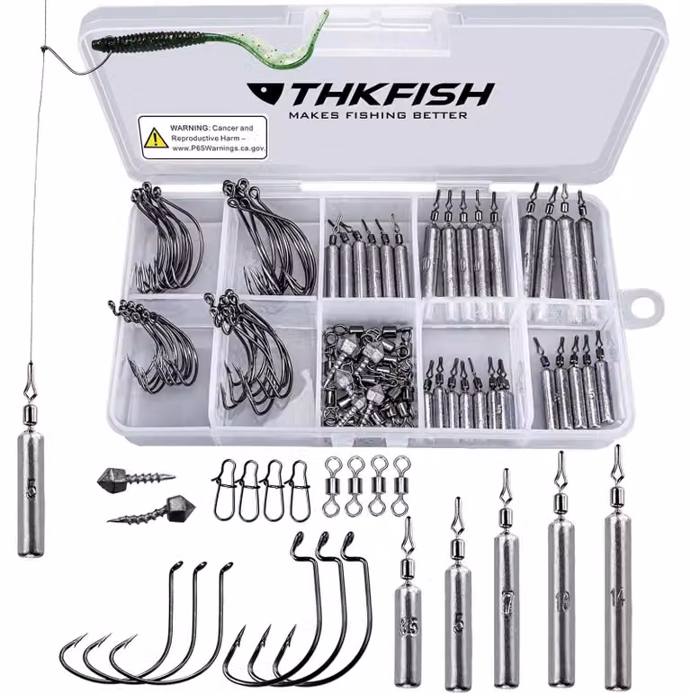 Set di accessori da pesca per la tecnica dropshot, comprensivo di pesi e ami