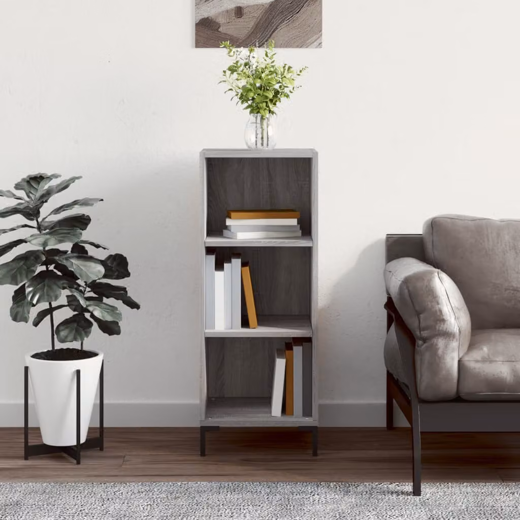Credenza vidaXL in legno multistrato e MDF, Grigio, L: 34,5 cm, P: 32,5 cm, H: 90 cm