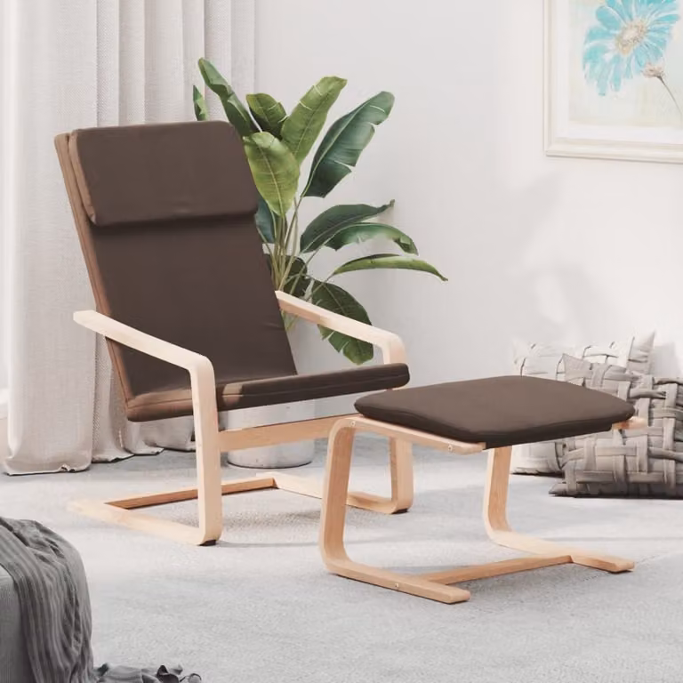 Maison Exclusive - Poltrona relax con poggiapiedi in tessuto marrone scuro