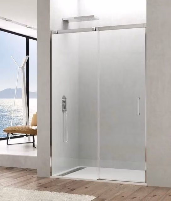 Box doccia TEMPLE con parte fissa e parte scorrevole L: 155 cm, Vetro trasparente, Cromo lucido